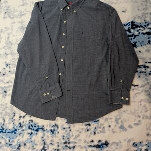 Izod Men's Button-Down Shirt in Charcoal Gray